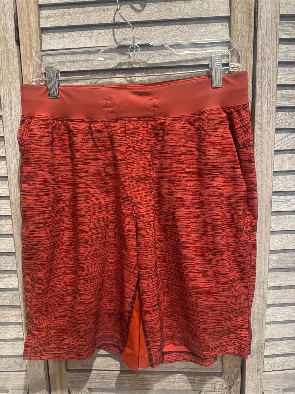Lululemon Men’s Linerless  shorts medium orange Red  drawstring size medium